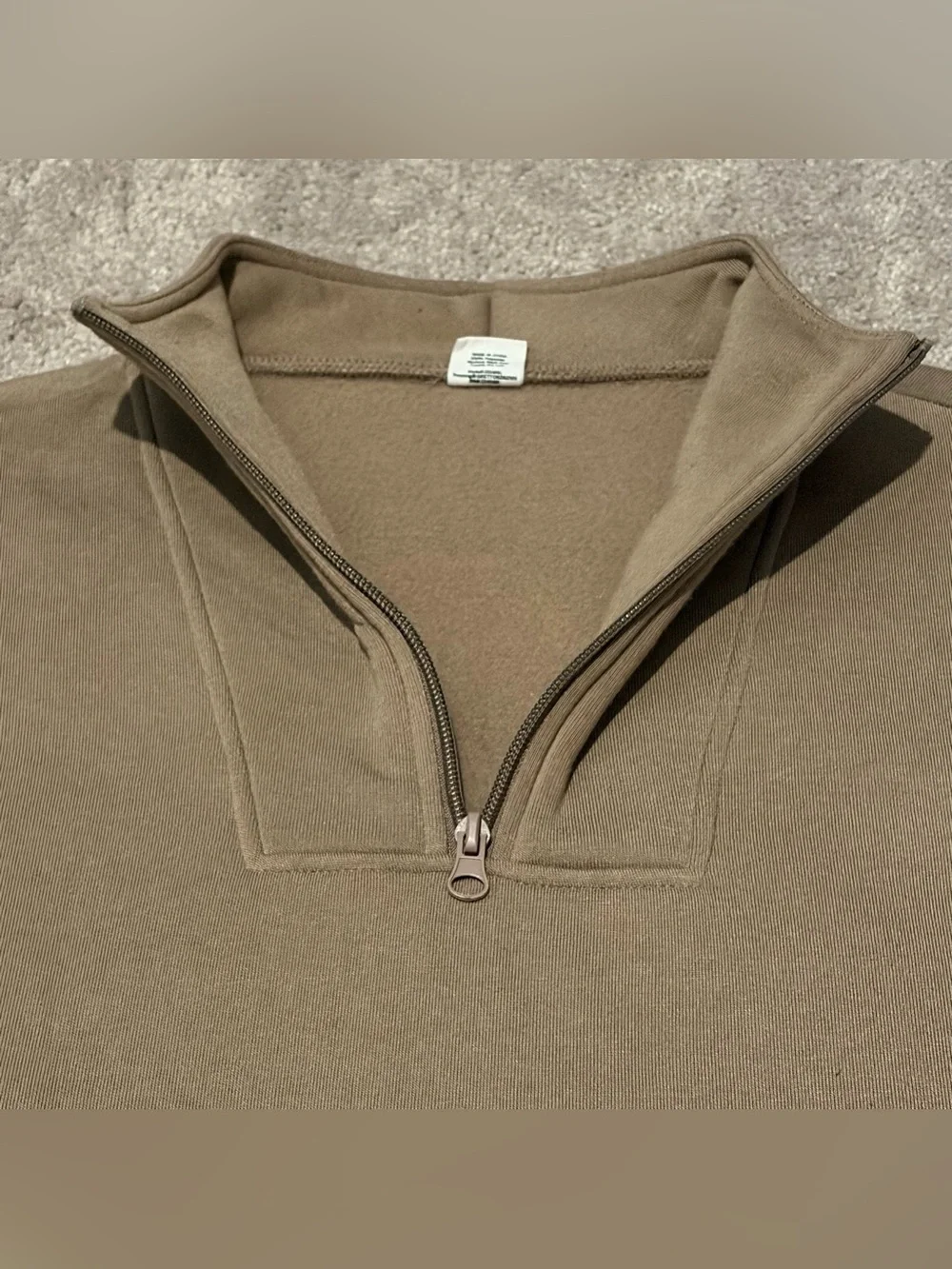 Ebb & Flow Womens Athleisure Pullover Quarter Zip Cropped Brown Sweater Size Med
